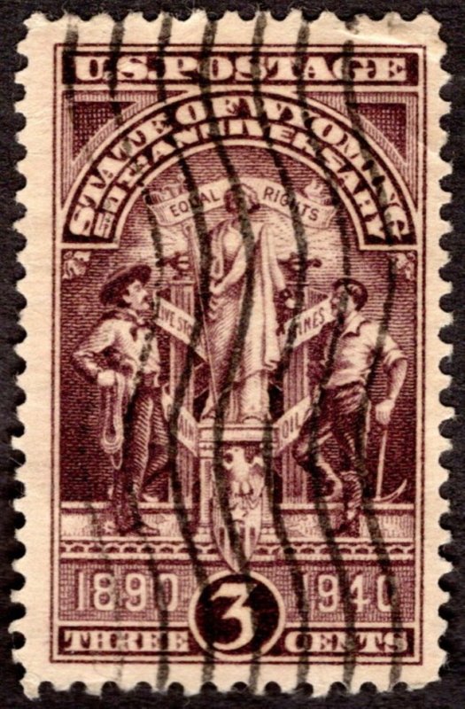 1940, US 3c, Wyoming State Seal, Used, Sc 897