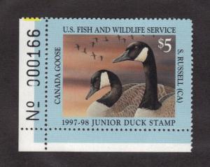 JDS5 Junior Duck Stamp.Plate Numbered Single. MNH.   #02 JDS5PNSBL