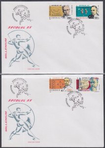 ROMANIA Sc# 4316-9 SET of 2 FDC of 4 DIFF FAMOUS ROMANIANS - for MILLENNIUM