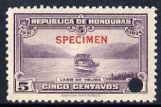 Honduras 1931 Boat on Lake Yojoa 5c unmounted mint optd S...