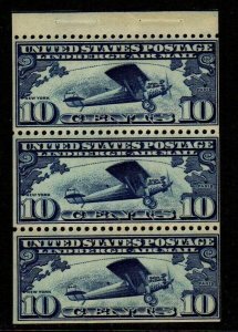1928 Lindbergh booklet pane 10c Sc C10a Position M MNH CV $115