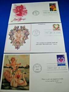 U.S. FDC SETS - LOVE - 1988 TO 1999 - LOT OF 3       (fs6)