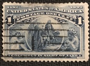 US #230 Used Single Thin Columbus in Sight of Land SCV $.40 L36