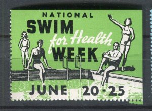 USA; 1930s-40s early Illustrated Local Special Advert Stamp, National Swim Week