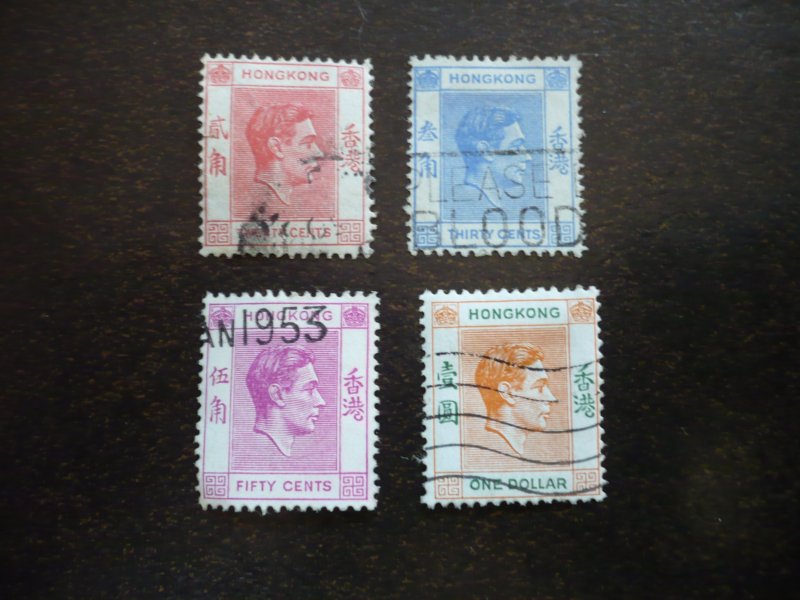 Stamps - Hong Kong - Scott# 159b,161b,162,163b - Used Partial Set of 4 Stamps