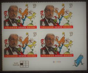 #3835, PB-4 L/R. DR. Seuss  .37 MNH