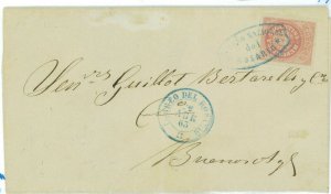 BK1764 - ARGENTINA - POSTAL HISTORY - Jalil # 10 on Cover from ROSARIO 1863