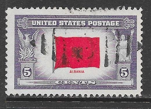 USA 917: 5c Flag of Albania, single, used, VF