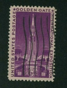 US 1939 3c bright purple Golden Gate Exposition, Scott 852 used, Value = 25c