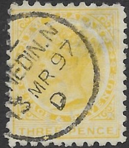 New Zealand 63a    1899    3 pence yellow   fine used