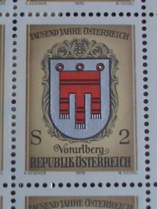 AUSTRIA STAMP-1976 SC#1042 COAST OF ARMS OF AUSTRIA PROVINCE MNH FULL SHEET