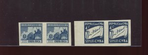 CUBA 346P & 347P 1937 4c Costa Rica and Cuba Imperf Blue Plate Proof Stamp Pairs