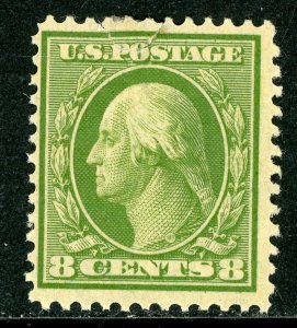 USA 1908 Washington 8¢ Olive Green  Perf 12 DL Wmk Scott #337 Mint Q93