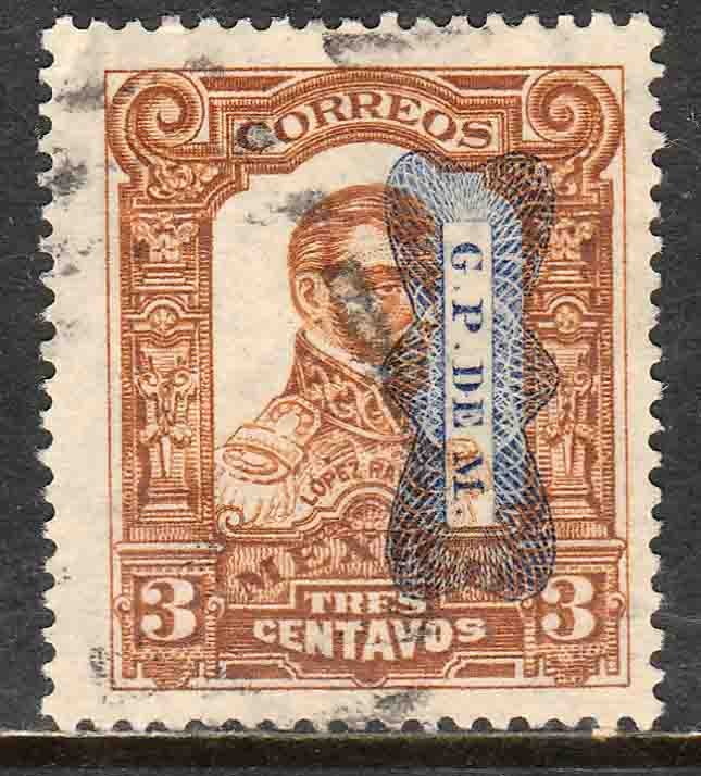 MEXICO 519Var 3¢ INVERTED CORBATA REVOLUTIONARY OVPT USED. VF. (24)