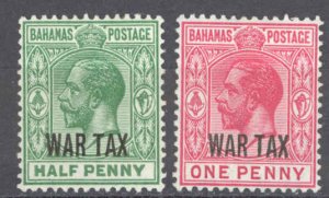 Bahamas Sc# MR6-MR7 MH (a) 1918 1/2p-1p War Tax Overprints