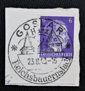 Germany #510 on Cut Piece SOTN Event CDS 23.8.43 Goslar Reichsbauernstsdt