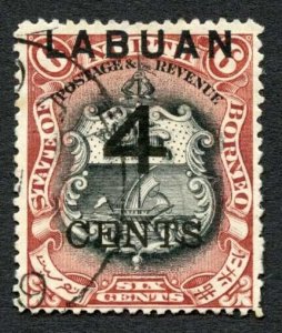 Labuan SG103 4c on 6c perf 14.5-15 CDS used Cat 19 pounds