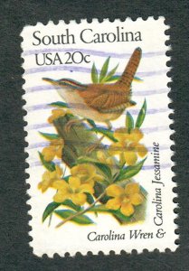 1992 South Carolina Birds and Flowers used single - perf 10.5 x 11