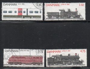 Denmark Sc 932-935 1991 Railway Locomotives stamp set used