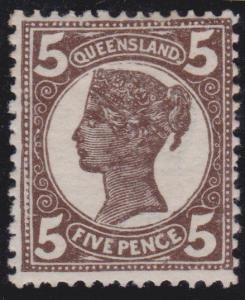 QUEENSLAND 1907-11 QV 5d sepia SG295a fine mint.............................3528