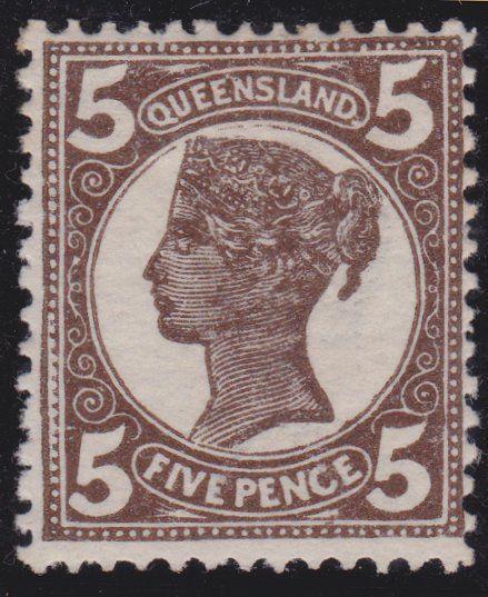 QUEENSLAND 1907-11 QV 5d sepia SG295a fine mint.............................3528