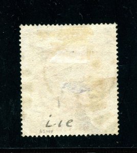 Barbados #43 (B624) Britannia, wmk 5, dull rose, 5 shilling, Used, F,CV$375.00