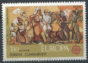 Turkey Sc#2004 MNH, 110k bis & multi, Europa (C.E.P.T.) 1975 - Paintings (1975)