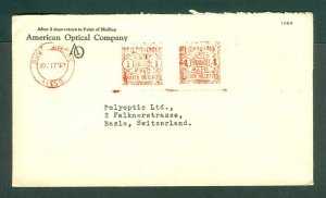 USA. 1930 Cover Commercial. American Optical Comp. Red 1+4c Meter Stamp.Switzerl