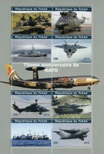 Chad 2019 MNH NATO Tanks Helicopters Aviation Ships 8v M/S Military & War Stamps