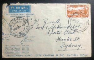 1934 Christchurch New Zealand Airmail Cover To Sydney Australia Southern Cross