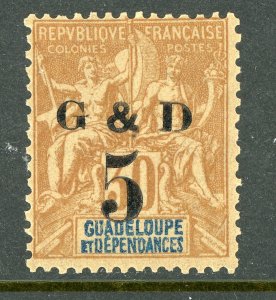 Guadeloupe 1900 French Colony 5¢/30¢ Brown SG #53e Mint D966