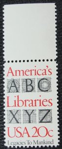 US #2015 MNH Single w/Selvage America's Libraries SCV $.40 L10