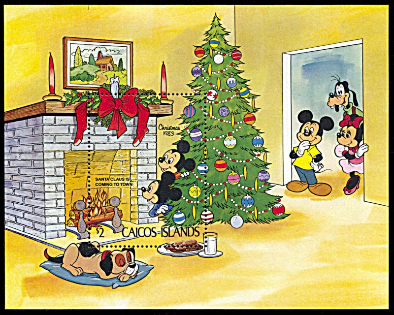 Caicos Islands 31, MNH, Disney Christmas 1983 souvenir sheet