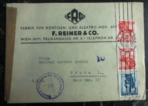 1950 Vienna Austria Commercial Censored Cover To Prague Czechoslovakia