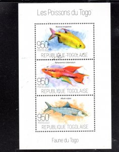 TOGO 2013 FISHES MINT VF NH O.G M/S3 ( 44TO)