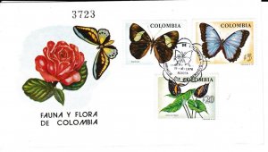 Colombia # 842-844, Butterflies, First Day Cover