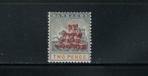 BARBADOS SCOTT #B1e 1907 SEMI-POSTAL- INVERTED  DOUBLE SURCHARGE  - MINT LH