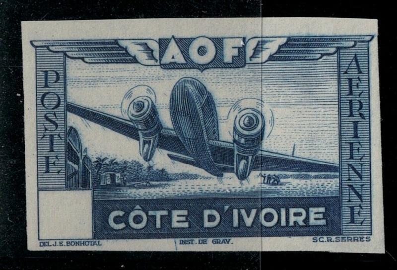 Ivory Coast 1942 SC C9 Var / Yvt 13a MNH Impert / Val Ommitted SCV $65.00