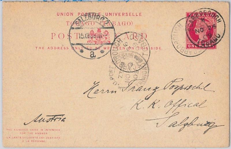 52015   - TOBAGO -  POSTAL HISTORY - POSTAL STATIONERY CARD to AUSTRIA 1909