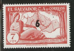 El Salvador Scott 694 MH* 1957 surcharged stamp