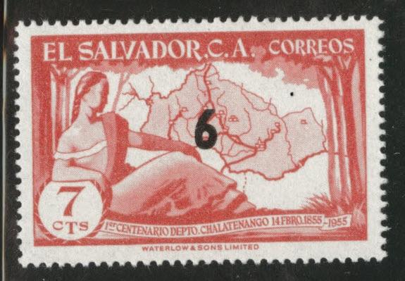 El Salvador Scott 694 MH* 1957 surcharged stamp