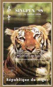 Niger 1998 TIGER overprinted SINGPEX'98 Singapore S/S Perforated MNH