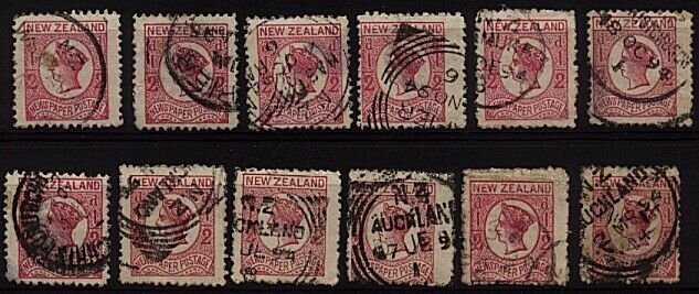 NEW ZEALAND 1873 1/2d Newspaper stamp x 12 used Star wmk...................20935