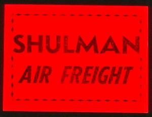 PHILIPPINES SHULMAN AIR FREIGHT INTERNATIONAL FLUORESCENT RED LABEL CAT #USS-15