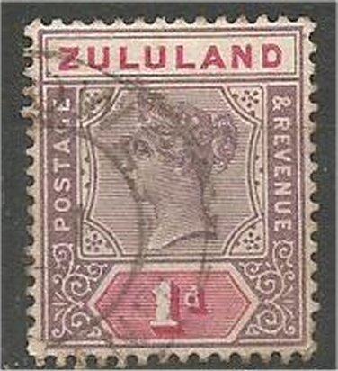 ZULULAND, 1894, used 1p  Queen Victoria. Scott 16