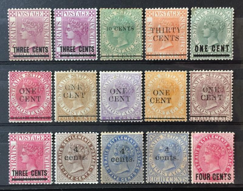 Malaya Straits Settlements 1885-99 QV opt 15V Mint CV£83 M1902