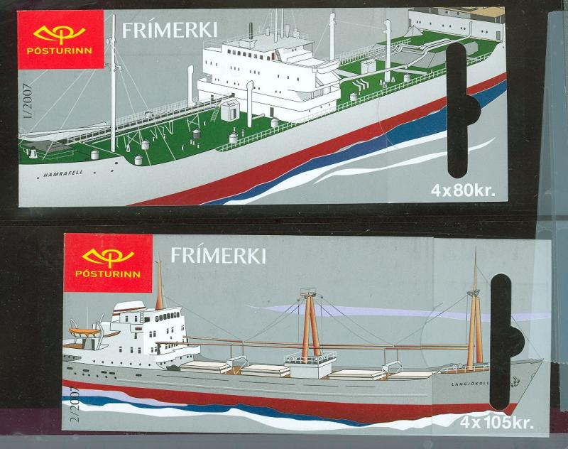 2007 Iceland Scott 1103c-1104c Cargo Boats Booklets MNH