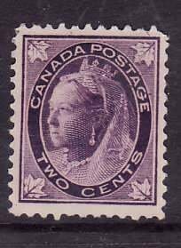 Canada-Sc#68- id7-unused no gum  2c purple QV Leaf -1897-