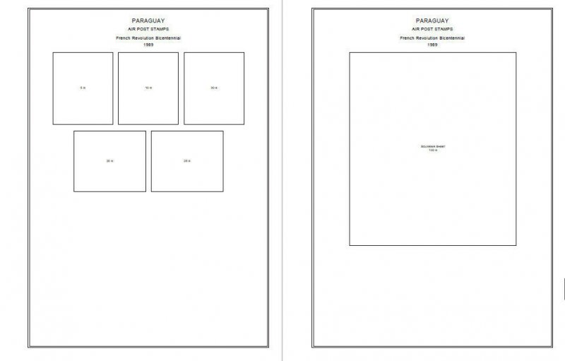 PRINTED PARAGUAY AIRMAIL 1929-1990 STAMP ALBUM PAGES (201 pages)