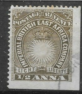 BRITISH EAST AFRICA SG4 1890 ½a DULL BROWN USED CORNER STAMP 